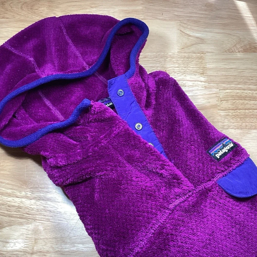 Ladies‎ Patagonia Re-Tool Snap-T Hooded Fleece Pullover Magenta Small